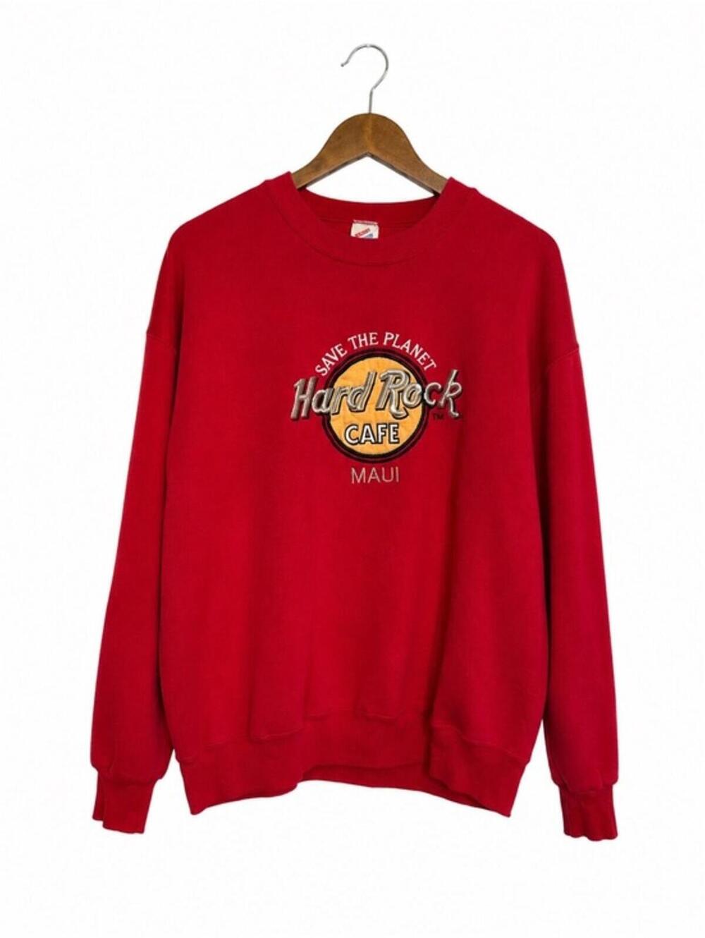 Vintage Jerzees Hard Rock Cafe Maui Red Crewneck Sweatshirt XL